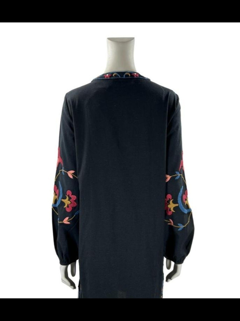 Zara Navy Tunic Dress with Pink and Blue Embroidery Size XS - Picture 2 of 7